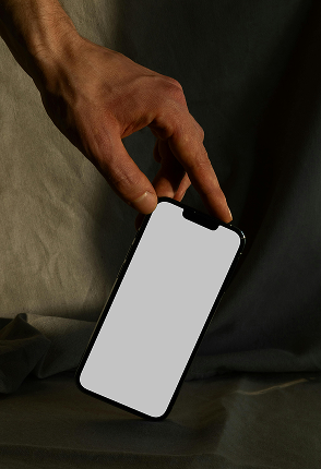 Hand holding smartphone