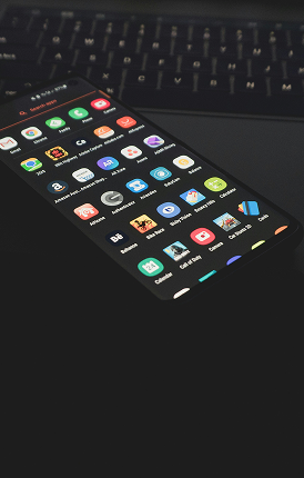 Hand holding phone with app